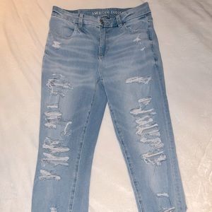 American eagle next level super high wasted ripped jeans